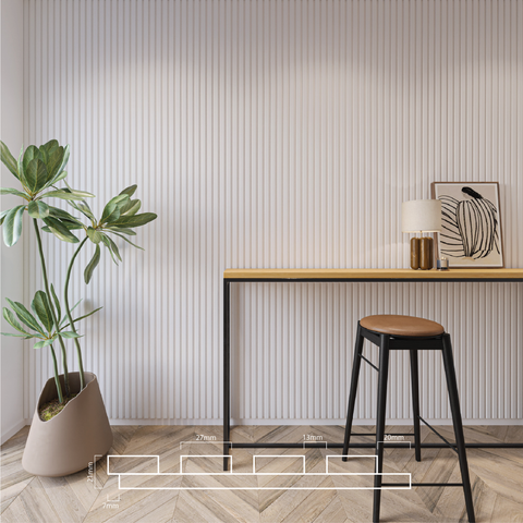 Slat Interior Acoustic Panelling - Glacier White