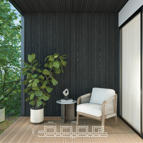 Slat Exterior WPC Panelling - Black Oak